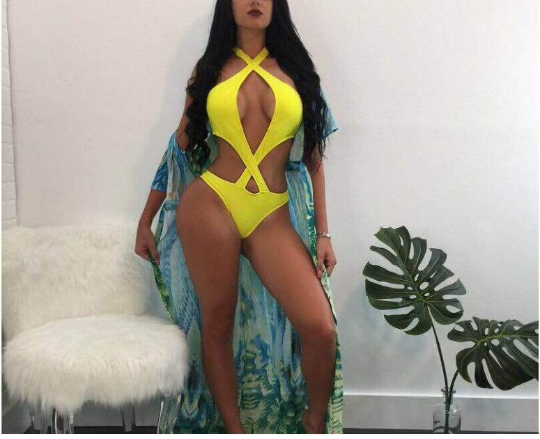 Sexy Halter Cross One Piece Swimwear