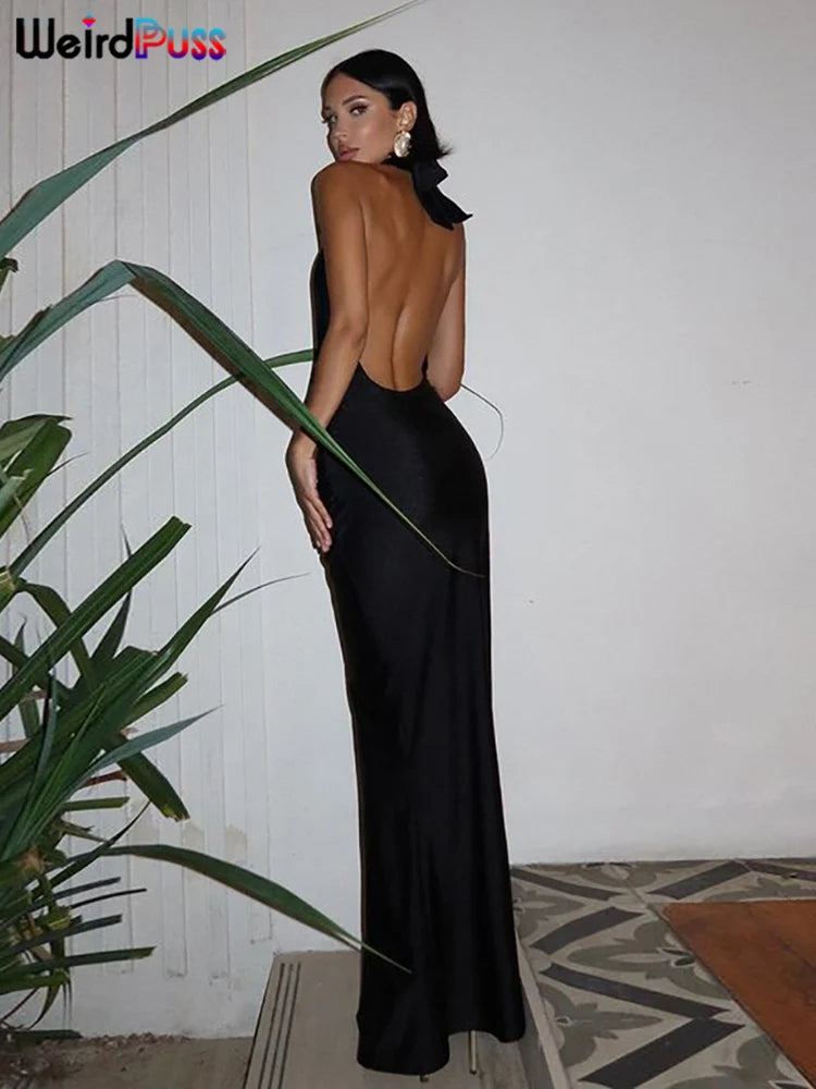 Elegant Long Halter Backless Dress
