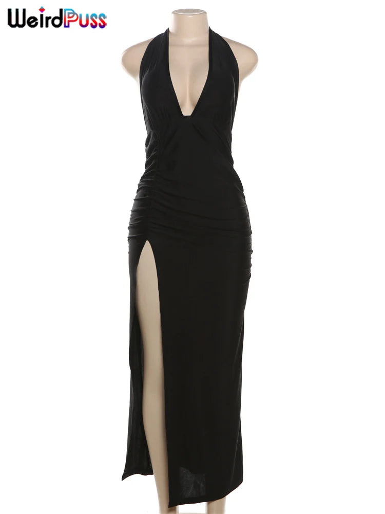 Elegant Long Halter Backless Dress