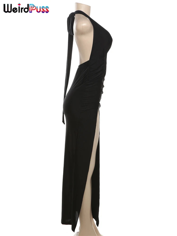 Elegant Long Halter Backless Dress