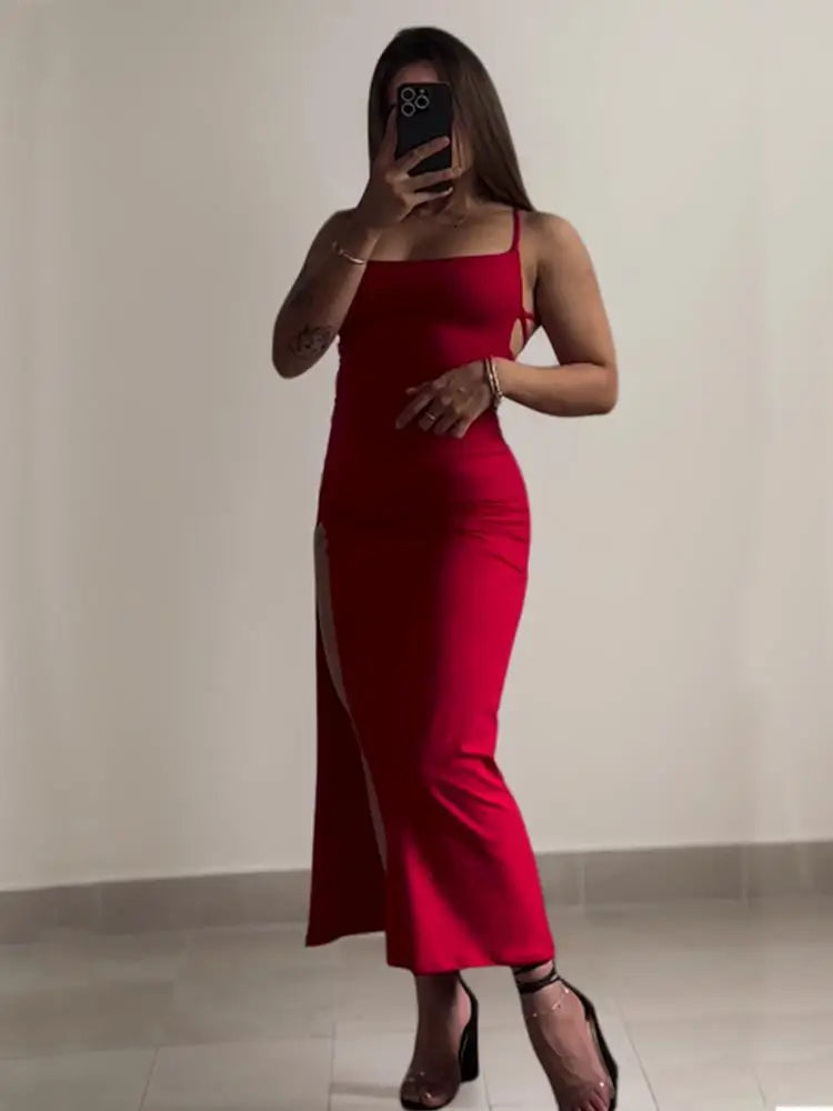 Elegant Thin Strapped Drawstring Dress