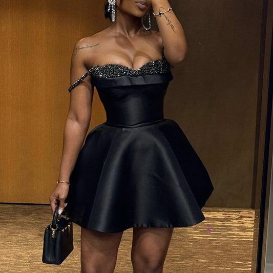 Elegant Sequin Bandeau Sling Dress